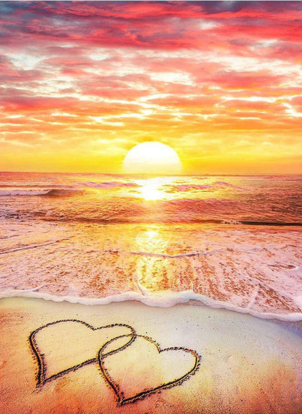 Double Hearts On Beach