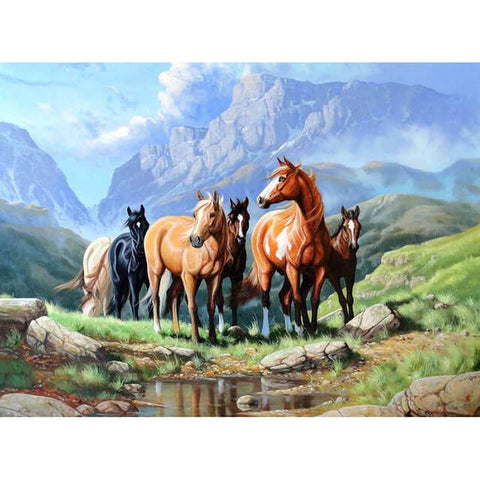 Diamond Painting Mountain Horses - OLOEE