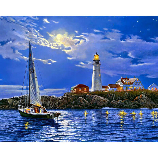 Diamond Painting Lighthouse Night Painting - OLOEE