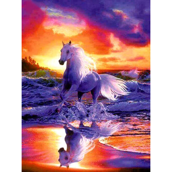 Diamond Painting White Sea Horse - OLOEE