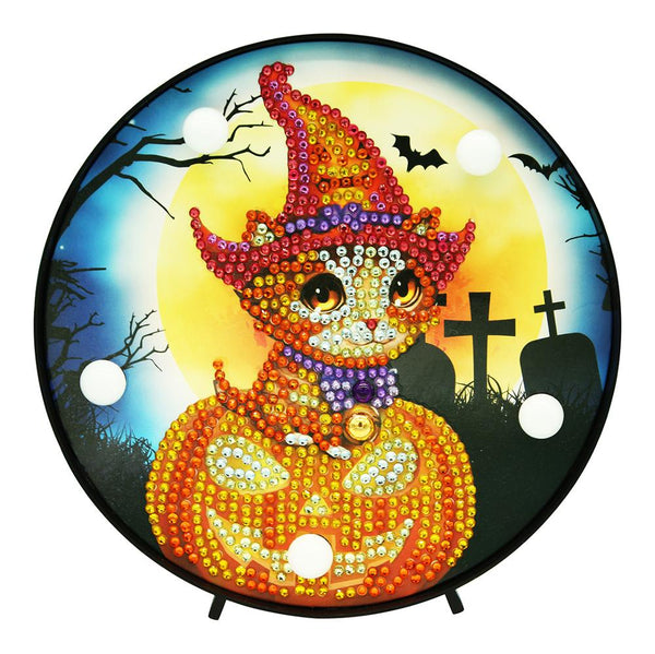 Diamond Painting Halloween Pumpkin Cat Diamond Painting Light - OLOEE