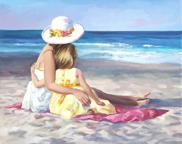 Mother and Daughter In Beach
