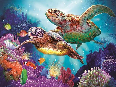 Diamond Painting Two Sea Turtles - OLOEE