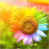 Diamond Painting Sunflower with Colorful Petals - OLOEE