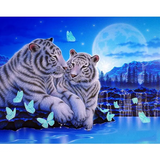 Tiger Family Under The Moon