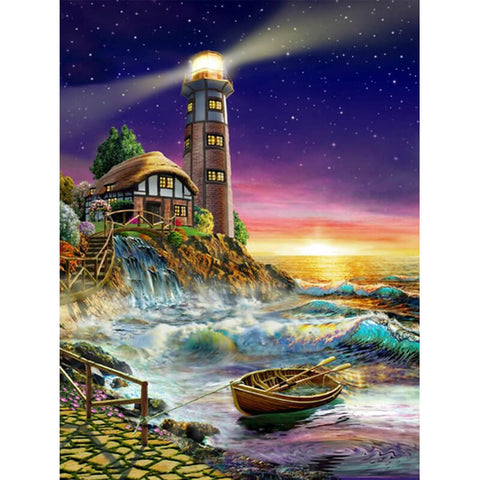 Diamond Painting Crashing Waves Lighthouse - OLOEE