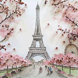Diamond Painting Eiffel Tower with Cherry Blossoms - OLOEE
