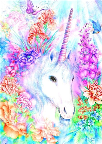 Diamond Painting Floral Unicorn - OLOEE
