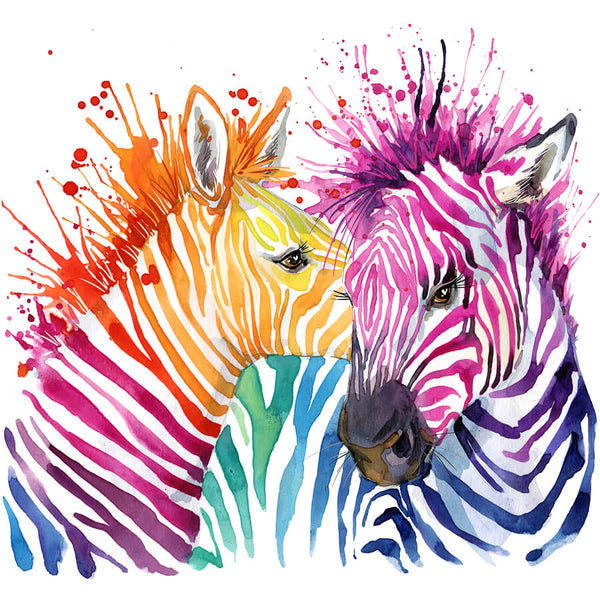 Diamond Painting Watercolor Zebras - OLOEE