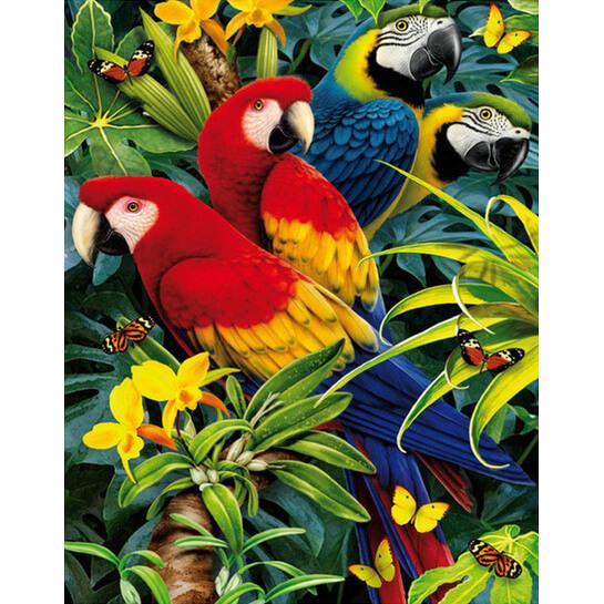 Diamond Painting Pairs Of Blue And Red Parrots - OLOEE