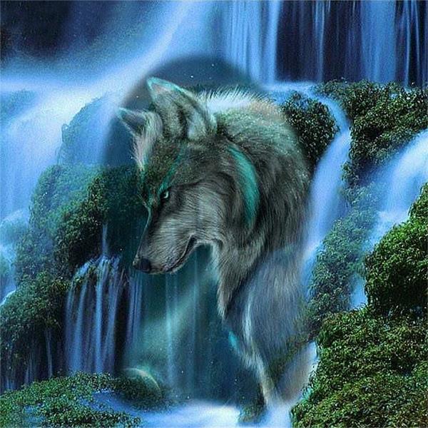 Diamond Painting Waterfall Wolf - OLOEE