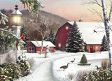 Diamond Painting Red Barn in Snow - OLOEE