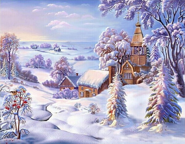 Diamond Painting Countryside in Winter - OLOEE