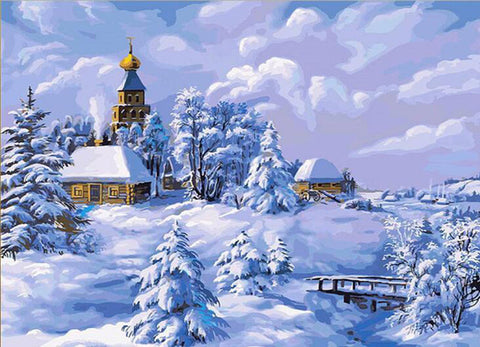 Diamond Painting Village Winter Landscape - OLOEE